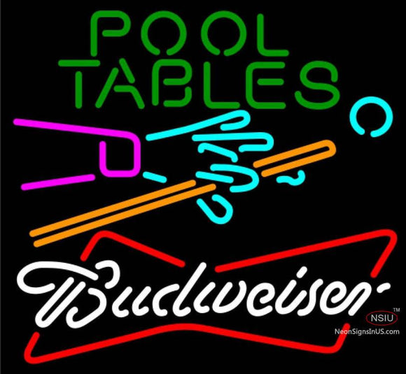 Budweiser White Pool Tables Billiards Neon Sign  