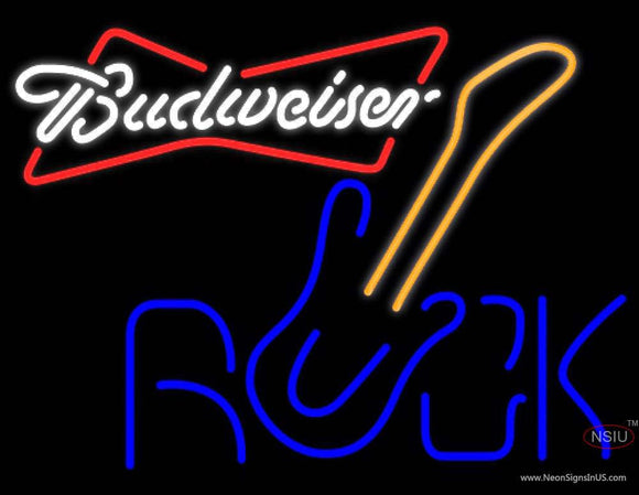 Budweiser White Rock Guitar Neon Sign  