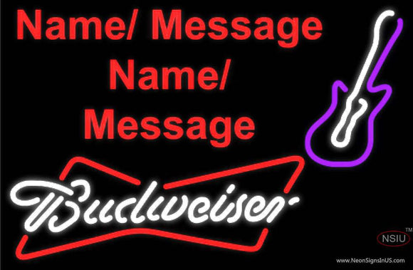 Budweiser White Violet Guitar Neon Sign  