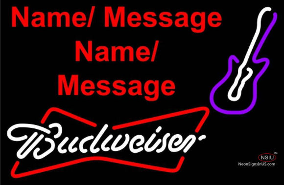 Budweiser White Violet Guitar Neon Sign  