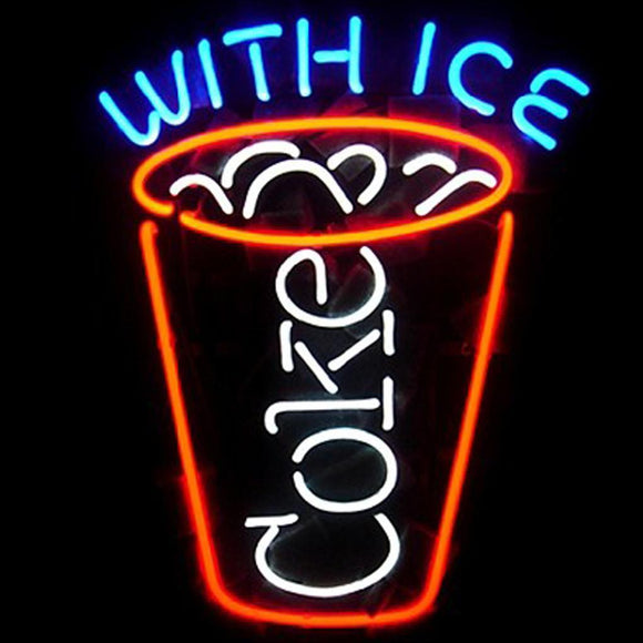 Coca Cola Coke With Ice Beer Bar Neon Light Sign