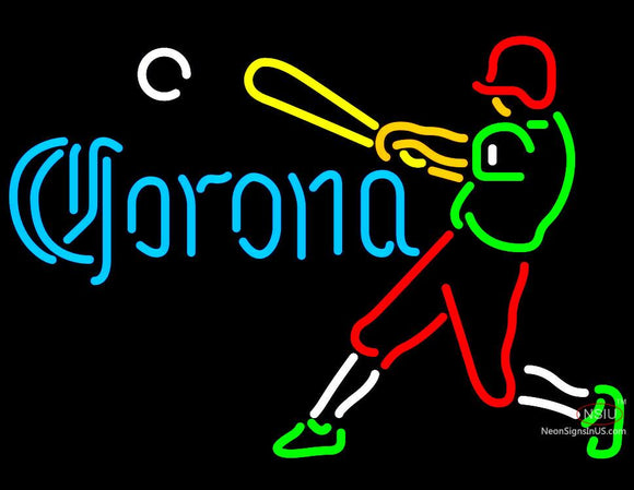 Corona Baseball Player Neon Beer Sign
