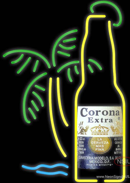 Corona Extra Bottle Palm Tree Neon Beer Sign