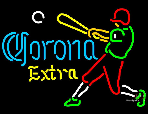 Corona Extra Baseball Player Neon Beer Sign