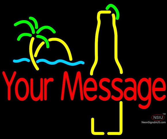 Custom Sunset Palm Tree Bottle Neon Beer Sign