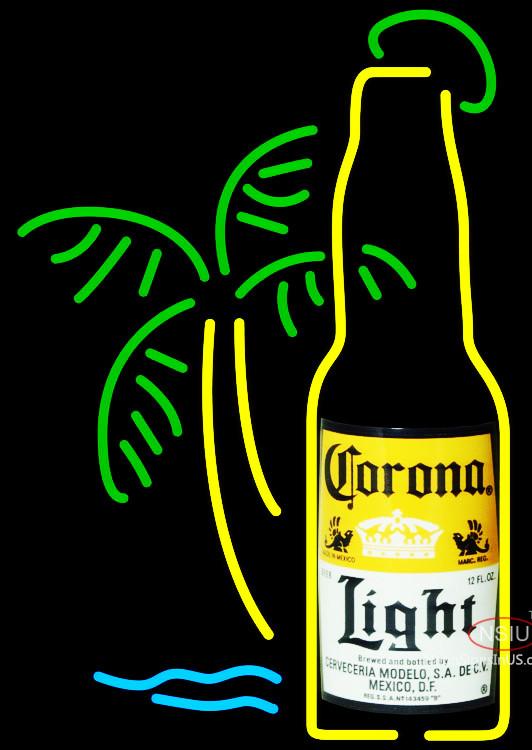 Corona Light Bottle W Palm Tree Neon Beer Sign
