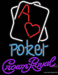 Crown Royal Rectangular Black Hear Ace Poker Neon Sign 7 