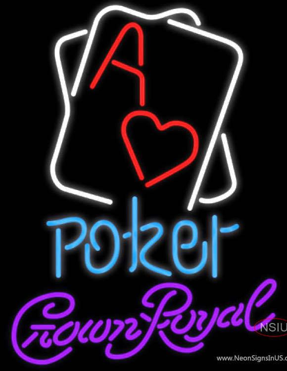 Crown Royal Rectangular Black Hear Ace Poker Neon Sign 7 