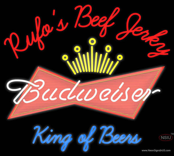 Cusotm Rufos D Jerky Kings Of Beer Budweiser Neon Sign 