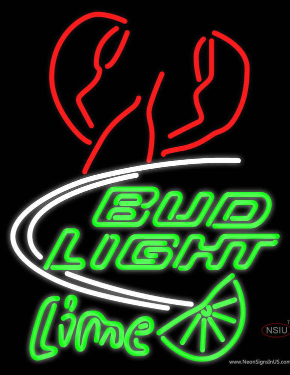 Bud Lime Bar With Lobster Neon Sign