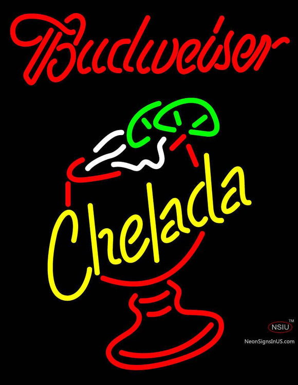 Red Budweiser Chelada Neon Beer Sign