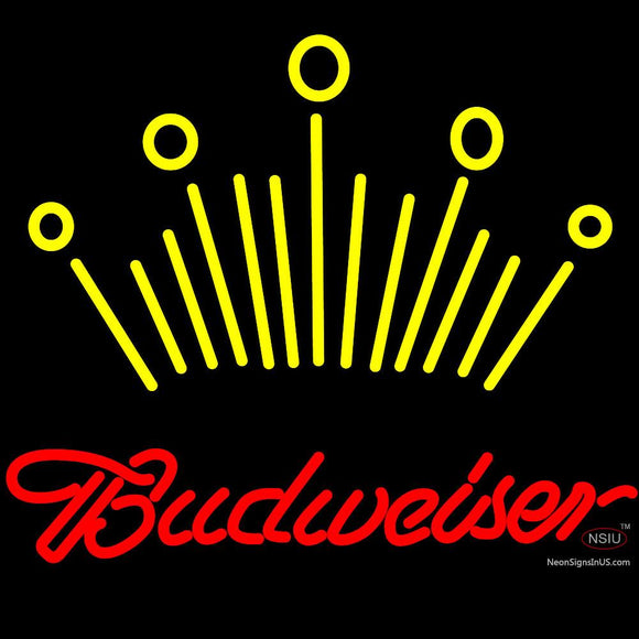 Red Budweiser Yellow Crown Neon Sign