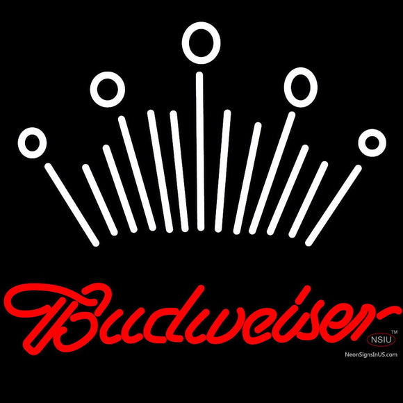 Red Budweiser White Crown Neon Sign