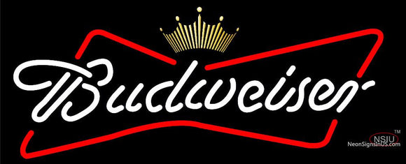 White Budweiser Crown Logo Neon Sign