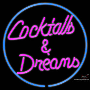 Custom Cocktails Dreams With Border Neon Sign 