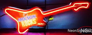 Custom Molson Rocks Guitar Neon Sign 