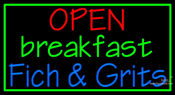 Custom Open Breakfast Fich And Grits Neon Sign 