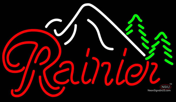 Rainier Evergeen Trees Mountain Neon Sign