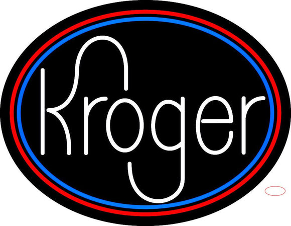 Custom White Kroger With Round Logo Neon Sign 