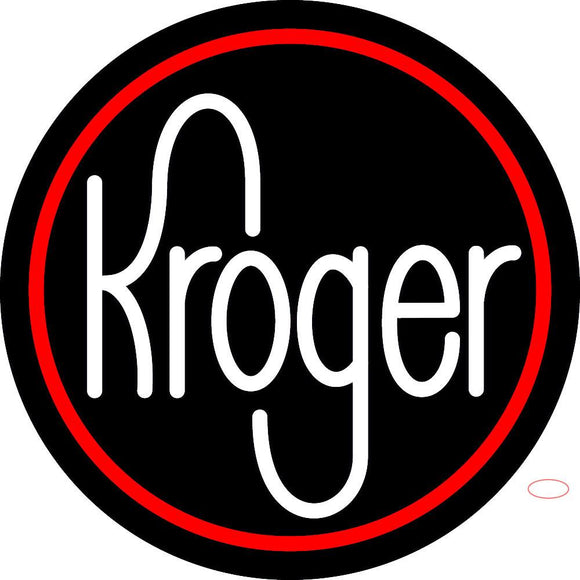 Custom White Kroger With Round Logo Neon Sign 