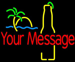 Custom Sunset Palm Tree Bottle Neon Beer Sign