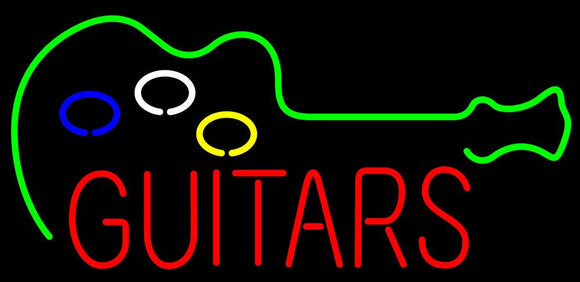 Guitars Flashing Handmade Art Neon Sign