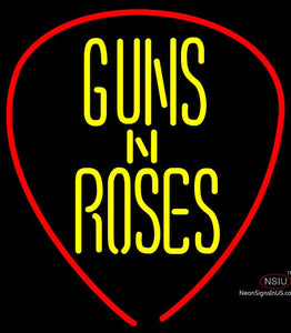 Guns N Roses Guitar Pick Rock Band Neon Sign