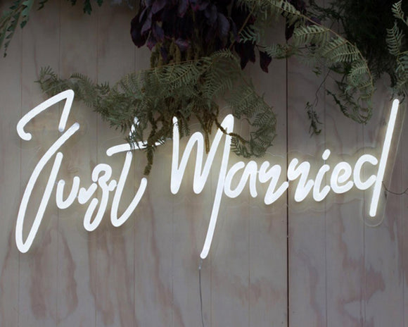 just married neon sign for wedding homemade art neon sign
