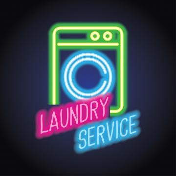 laundry logo for clean and wash neon sign