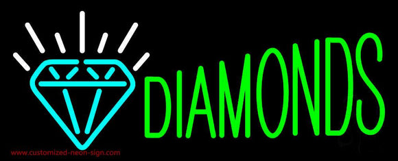Green Diamonds Logo Handmade Art Neon Sign