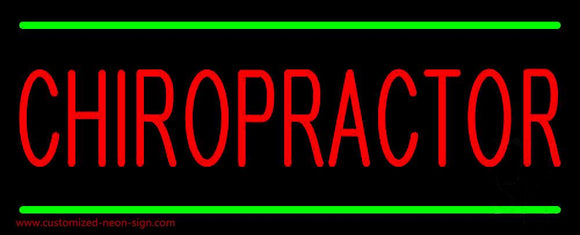 Red Chiropractor Green Lines Handmade Art Neon Sign