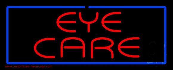 Red Eye Care Blue Border Handmade Art Neon Sign