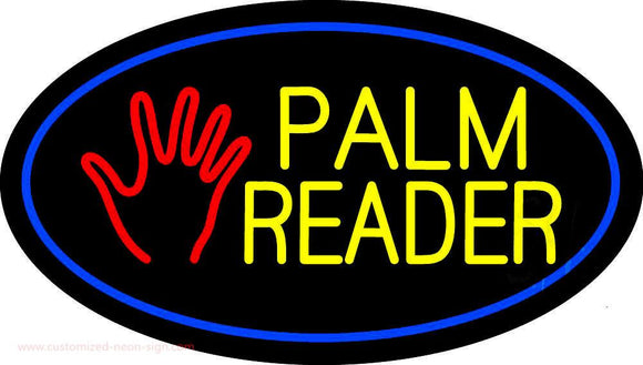 Palm Reader Logo Blue Oval Handmade Art Neon Sign