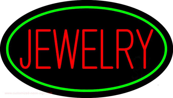 Jewelry Block Oval Green Handmade Art Neon Sign