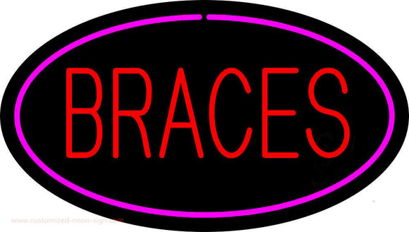 Braces Oval Pink Handmade Art Neon Sign
