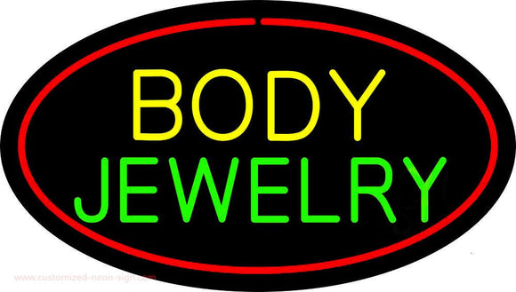 Body Jewelry Oval Red Handmade Art Neon Sign