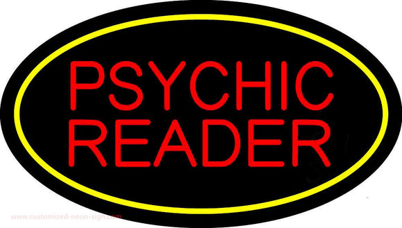 Psychic Reader Yellow Oval Handmade Art Neon Sign