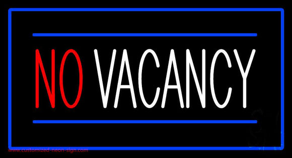 No Vacancy Rectangle Blue Handmade Art Neon Sign
