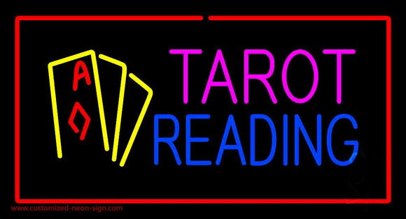 Tarot Reading Red Rectangle Handmade Art Neon Sign