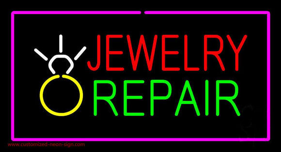 Jewelry Repair Rectangle Purple Handmade Art Neon Sign