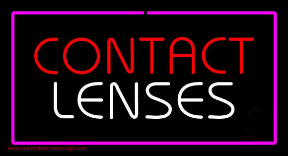 Contact Lenses with Pink Border Handmade Art Neon Sign
