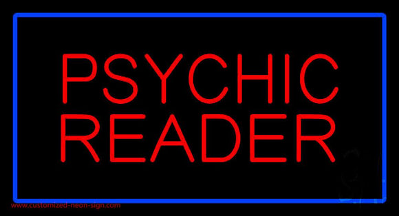 Psychic Reader Blue Rectangle Handmade Art Neon Sign