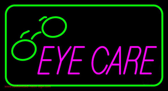 Pink Eye Care Logo Green Border Handmade Art Neon Sign