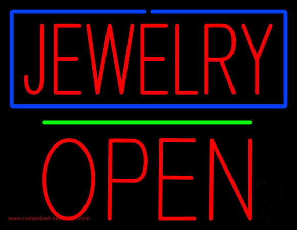 Jewelry Open Block Green Line Handmade Art Neon Sign