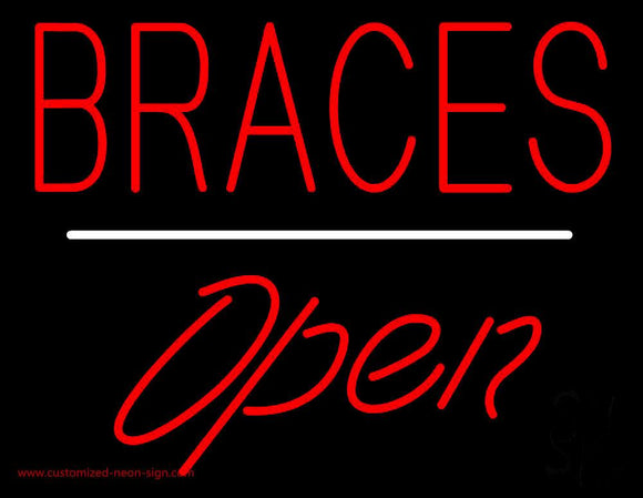 Red Braces Open White Line Handmade Art Neon Sign
