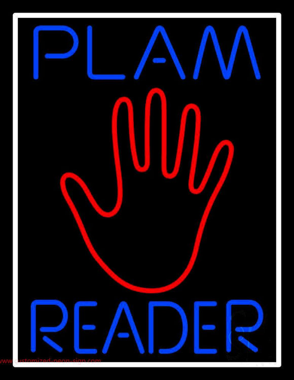 Blue Palm Reader White Border Handmade Art Neon Sign