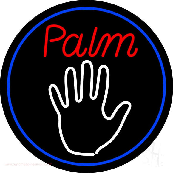 Palm Reader Logo With Blue Border Handmade Art Neon Sign