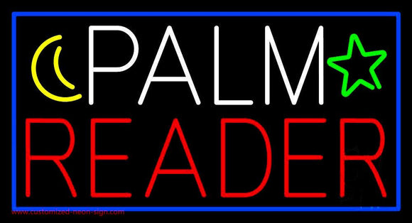 Palm Reader With Blue Border Handmade Art Neon Sign