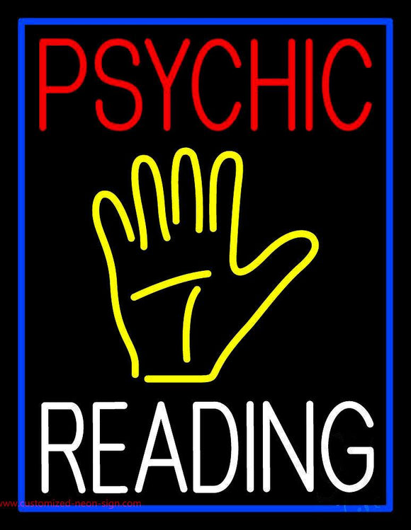 Psychic Reading Block Yellow Palm Handmade Art Neon Sign