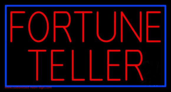 Red Fortune Teller Blue Border Handmade Art Neon Sign